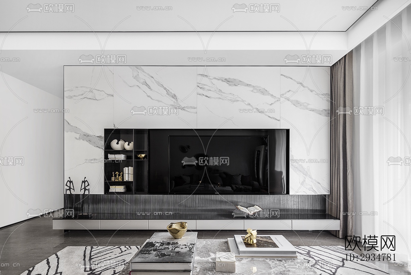 现代平层效果图下载（渲染图2）