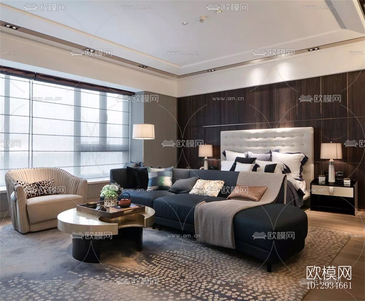 新中式平层效果图下载（渲染图7）