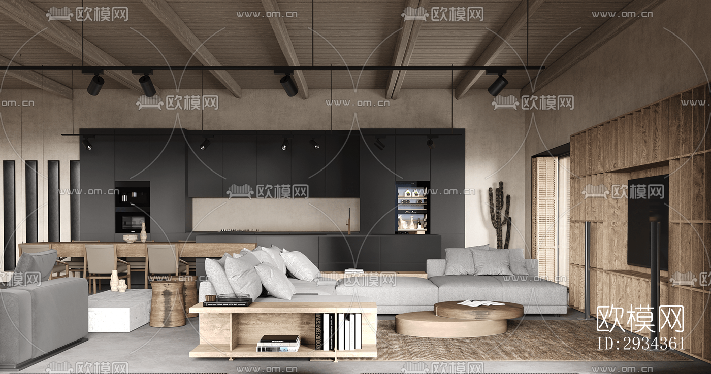 侘寂平层效果图下载（渲染图10）