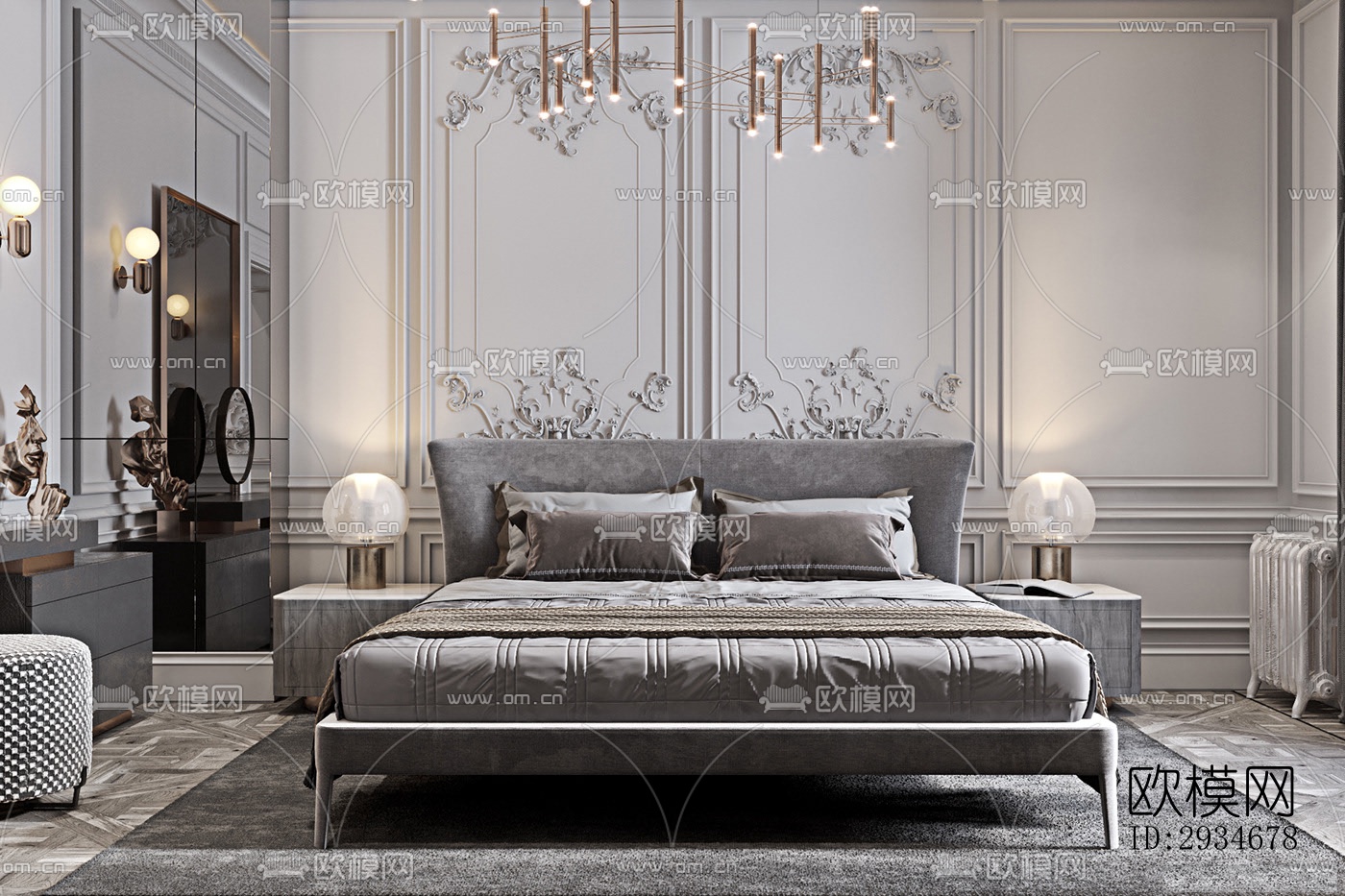 欧式平层效果图下载（渲染图6）