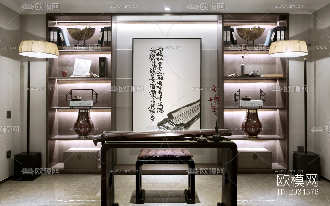 新中式平层效果图下载（渲染图20）