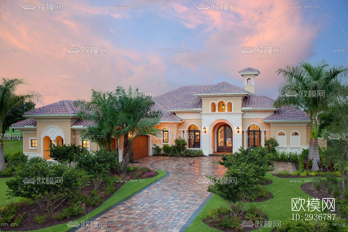 美式居住建筑效果图下载（渲染图10）