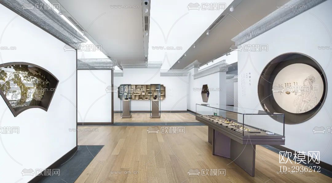 新中式美术博物馆效果图下载（渲染图13）