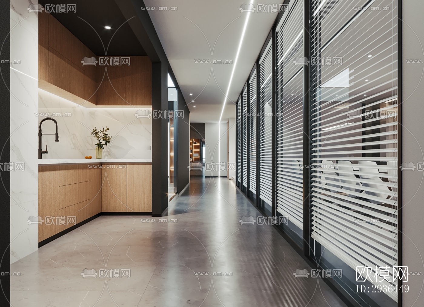 现代办公区效果图下载（渲染图10）