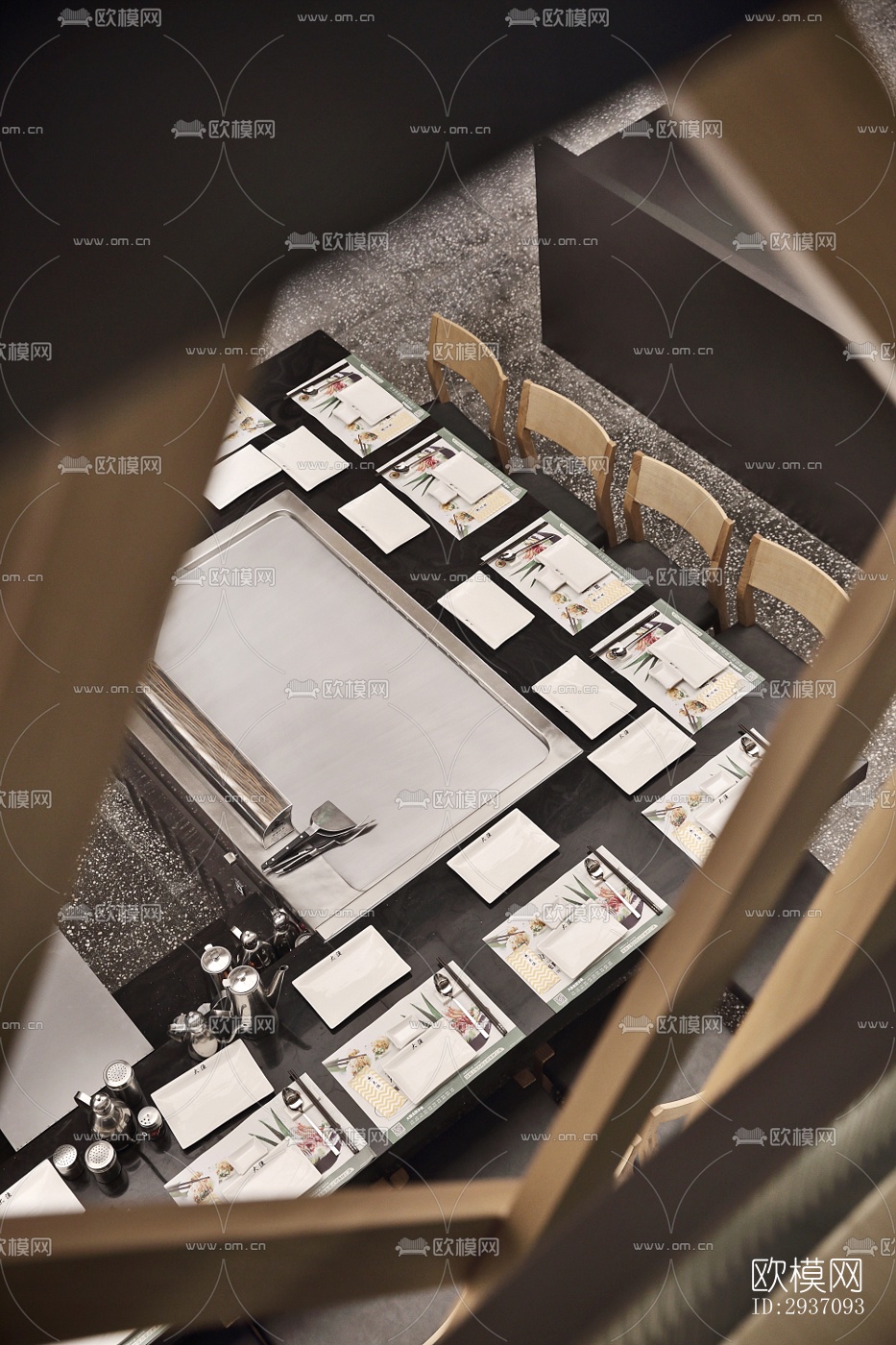 高级灰火锅烤肉效果图下载（渲染图1）