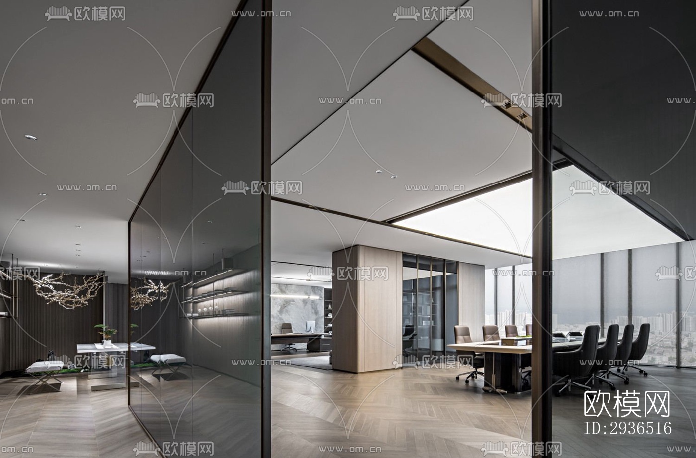 现代办公区效果图下载（渲染图7）