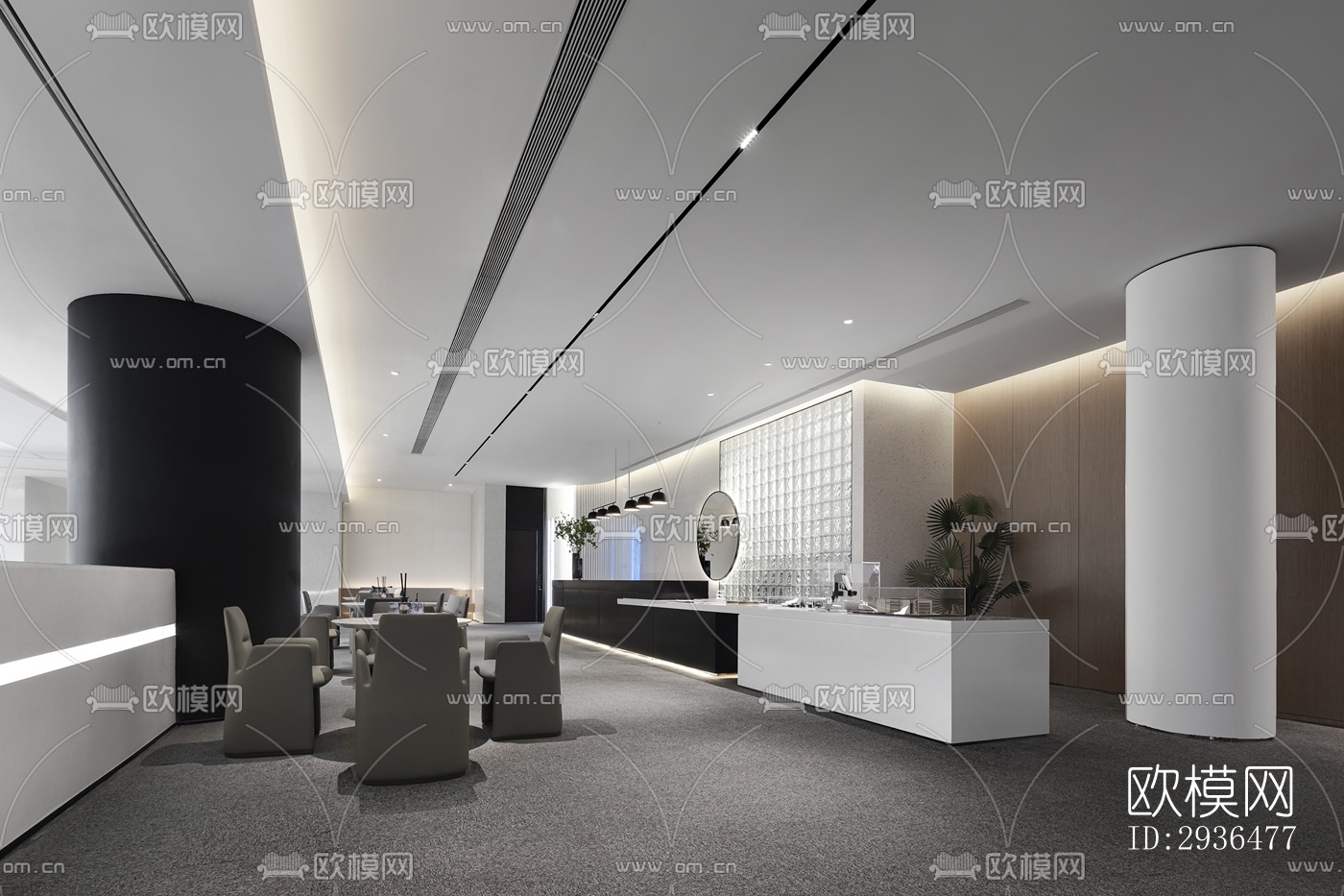 现代办公区效果图下载（渲染图12）