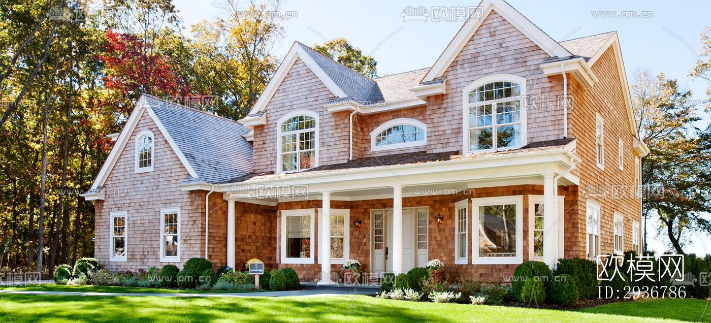 美式居住建筑效果图下载（渲染图15）