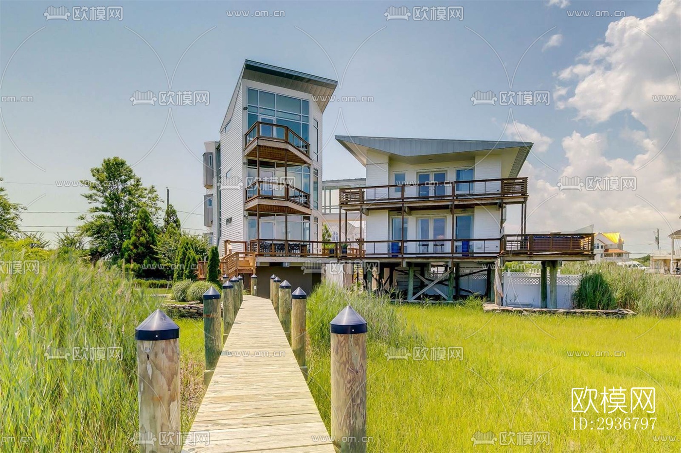 美式居住建筑效果图下载（渲染图13）