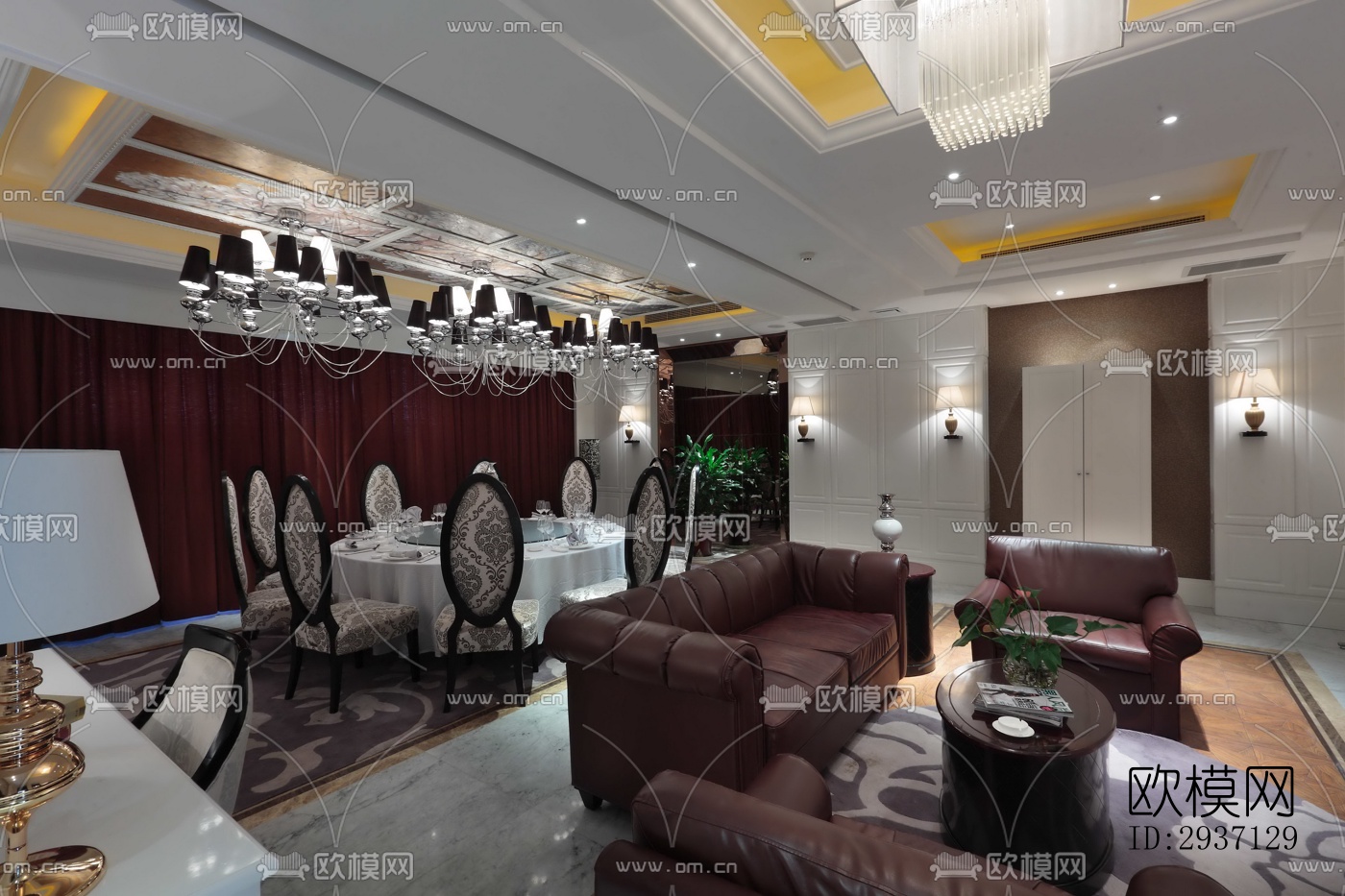 欧式西餐厅效果图下载（渲染图9）