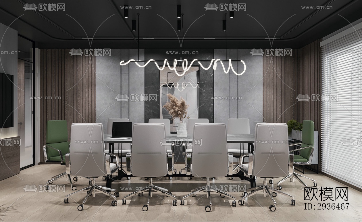 现代办公区效果图下载（渲染图10）