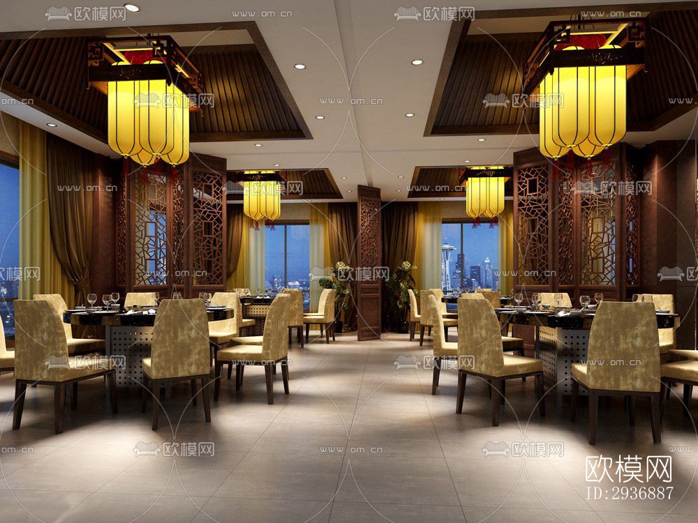 中式中餐厅效果图下载（渲染图2）