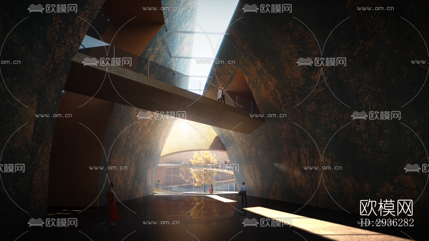 新中式美术博物馆效果图下载（渲染图13）