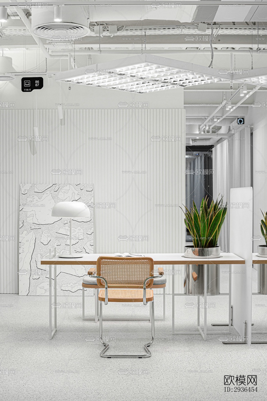 现代办公区效果图下载（渲染图12）