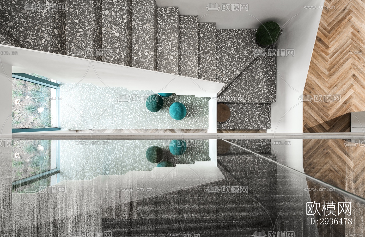 现代办公区效果图下载（渲染图9）