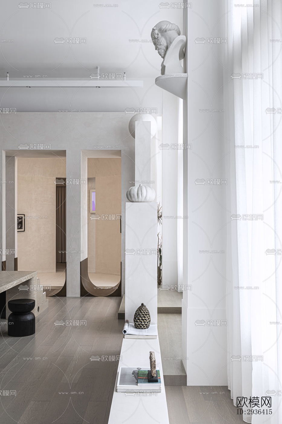 侘寂办公区效果图下载（渲染图4）