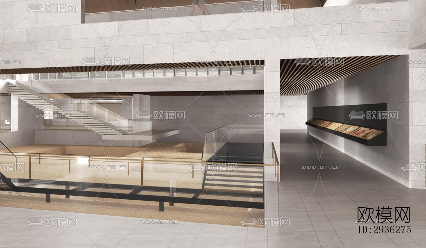 新中式美术博物馆效果图下载（渲染图1）