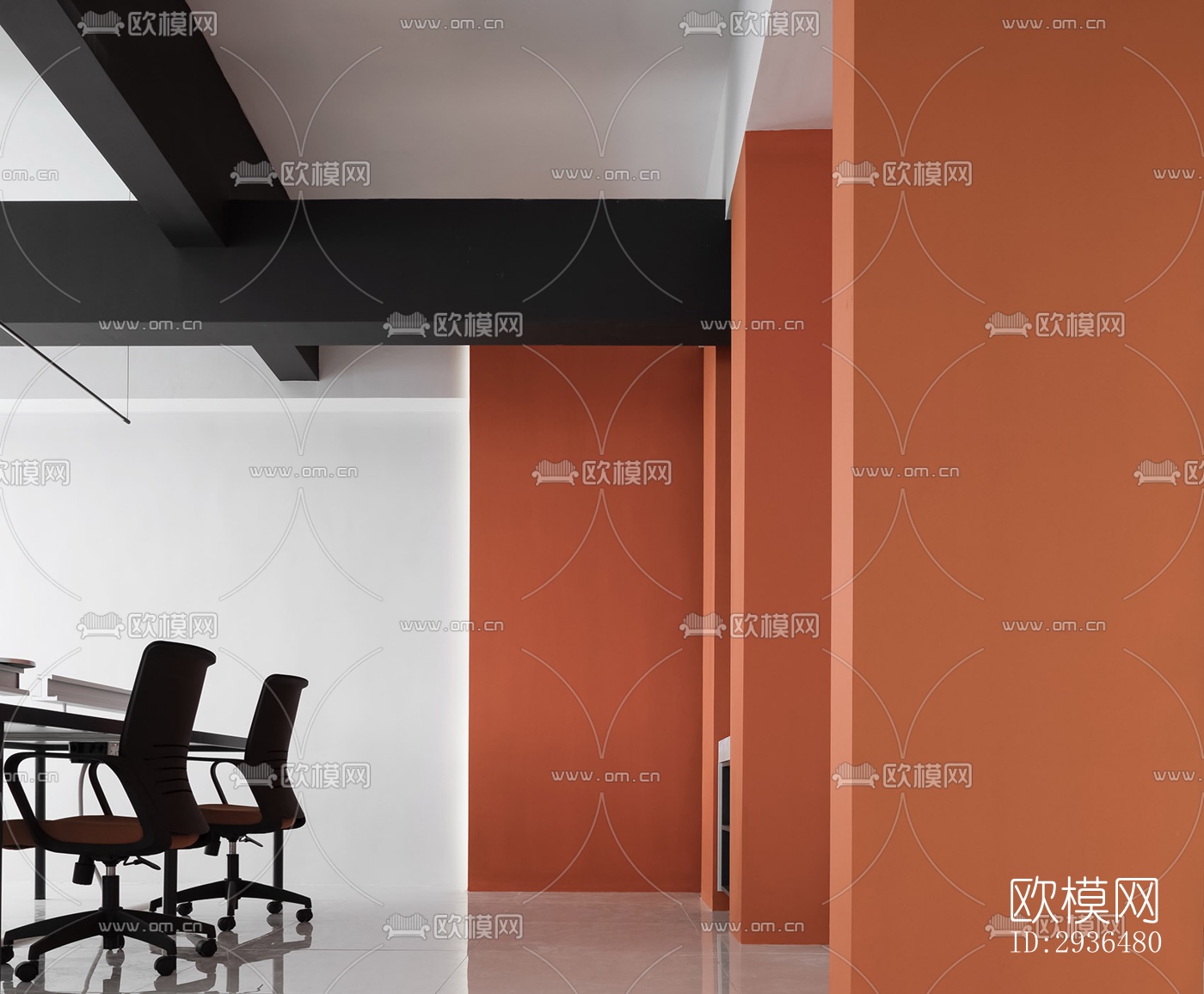 现代办公区效果图下载（渲染图6）