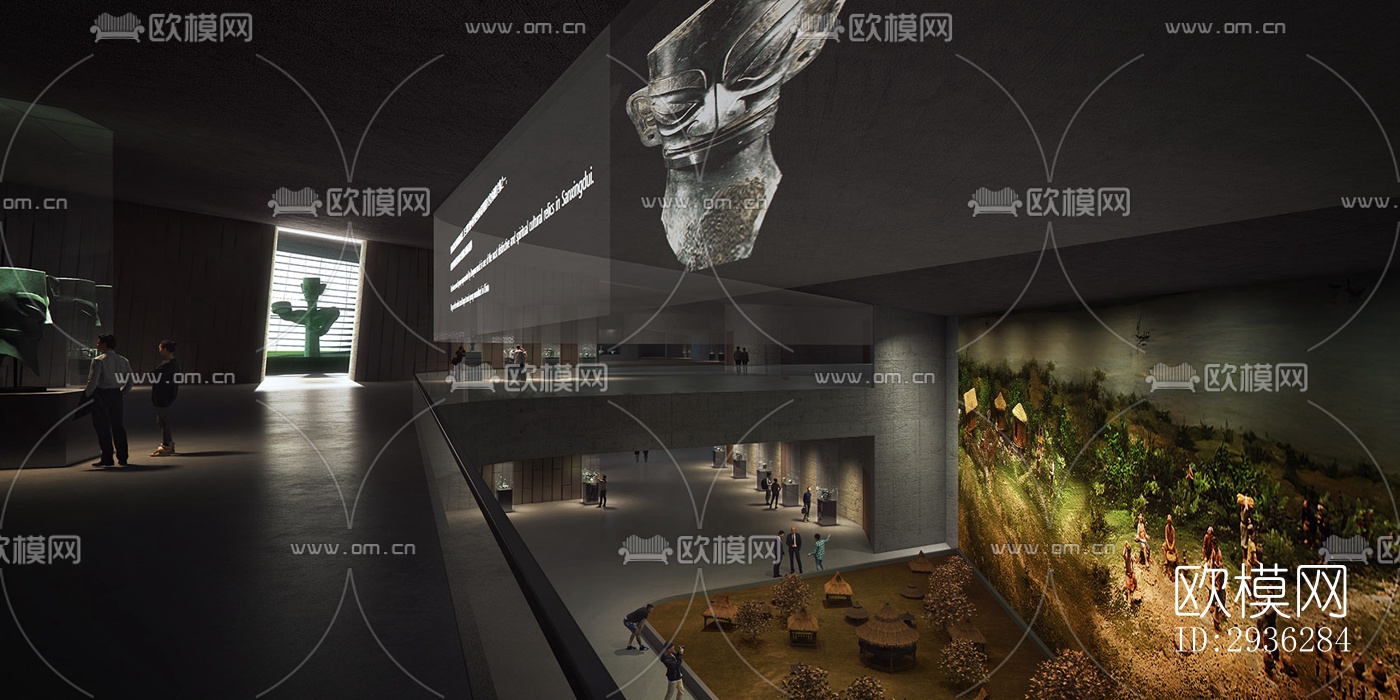 新中式美术博物馆效果图下载（渲染图1）