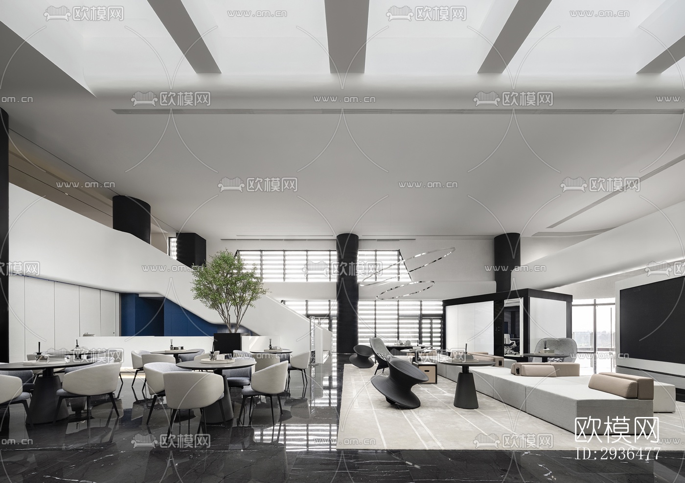 现代办公区效果图下载（渲染图3）