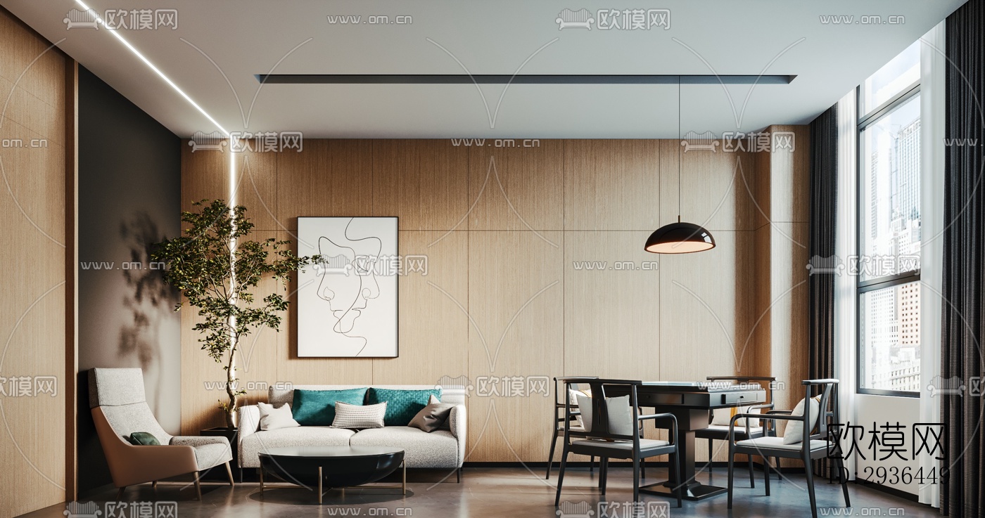 现代办公区效果图下载（渲染图13）