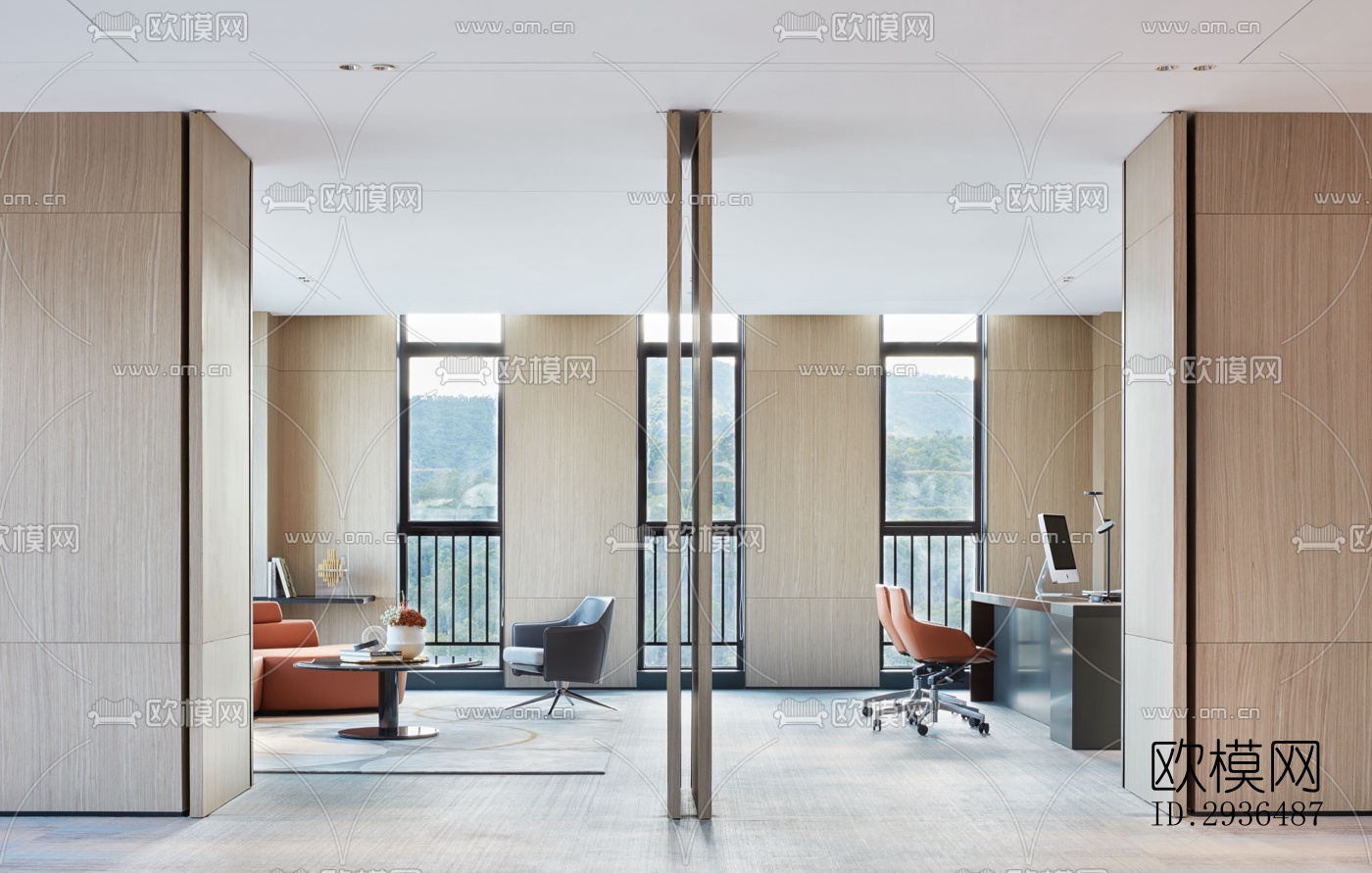 现代办公区效果图下载（渲染图13）