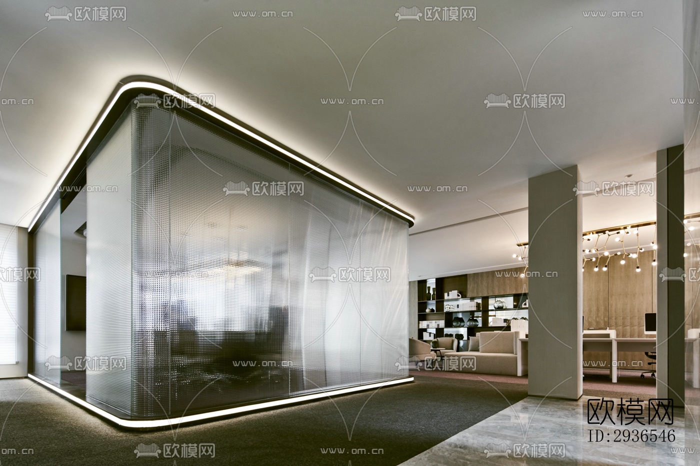 新中式商务大堂效果图下载（渲染图6）