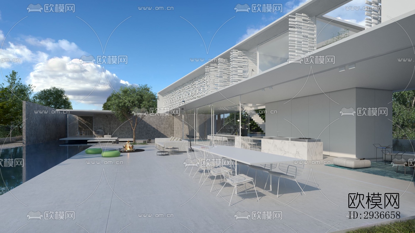 现代居住建筑效果图下载（渲染图8）