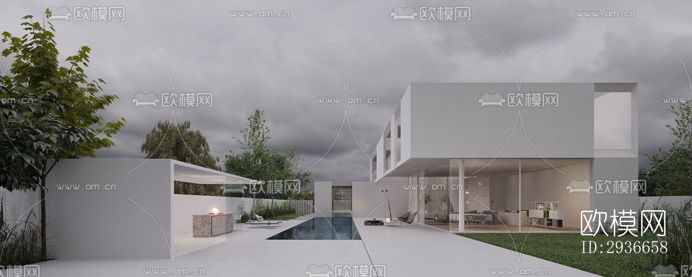 现代居住建筑效果图下载（渲染图19）