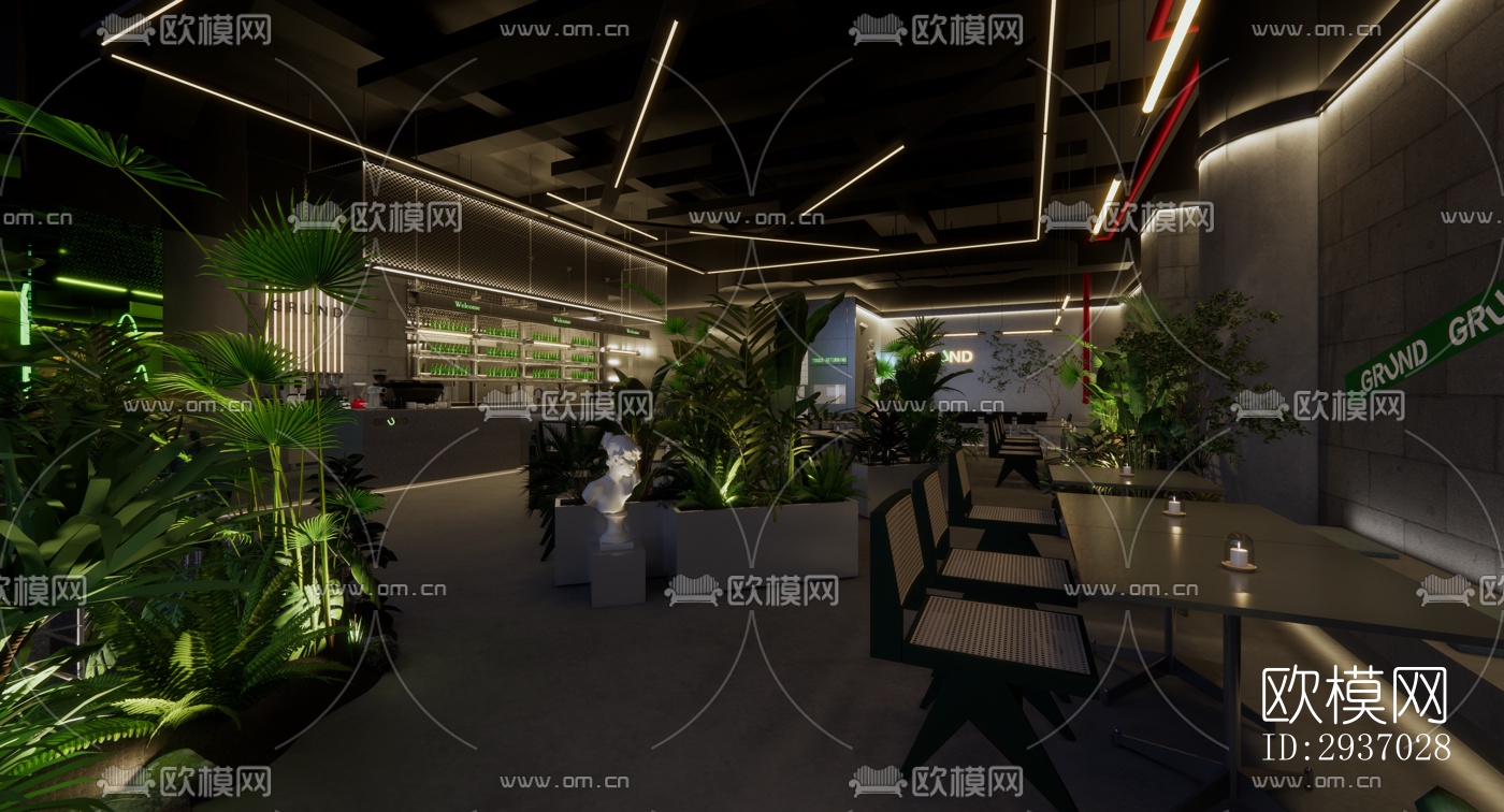 工业风咖啡奶茶效果图下载（渲染图5）