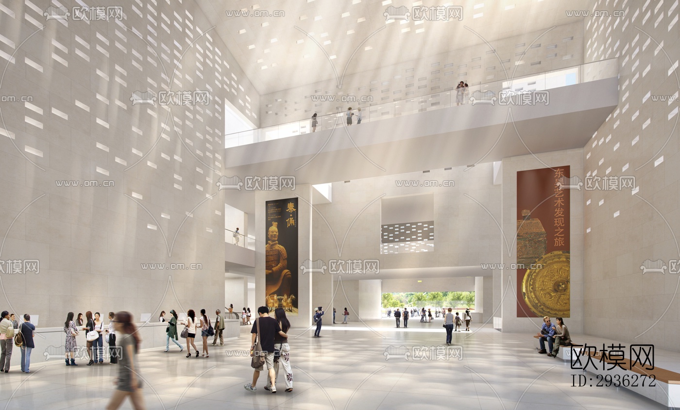 新中式美术博物馆效果图下载（渲染图1）