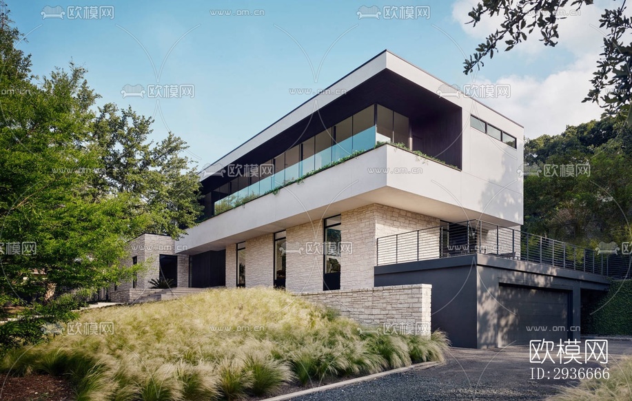 現(xiàn)代居住建筑效果圖下載(渲染圖10)