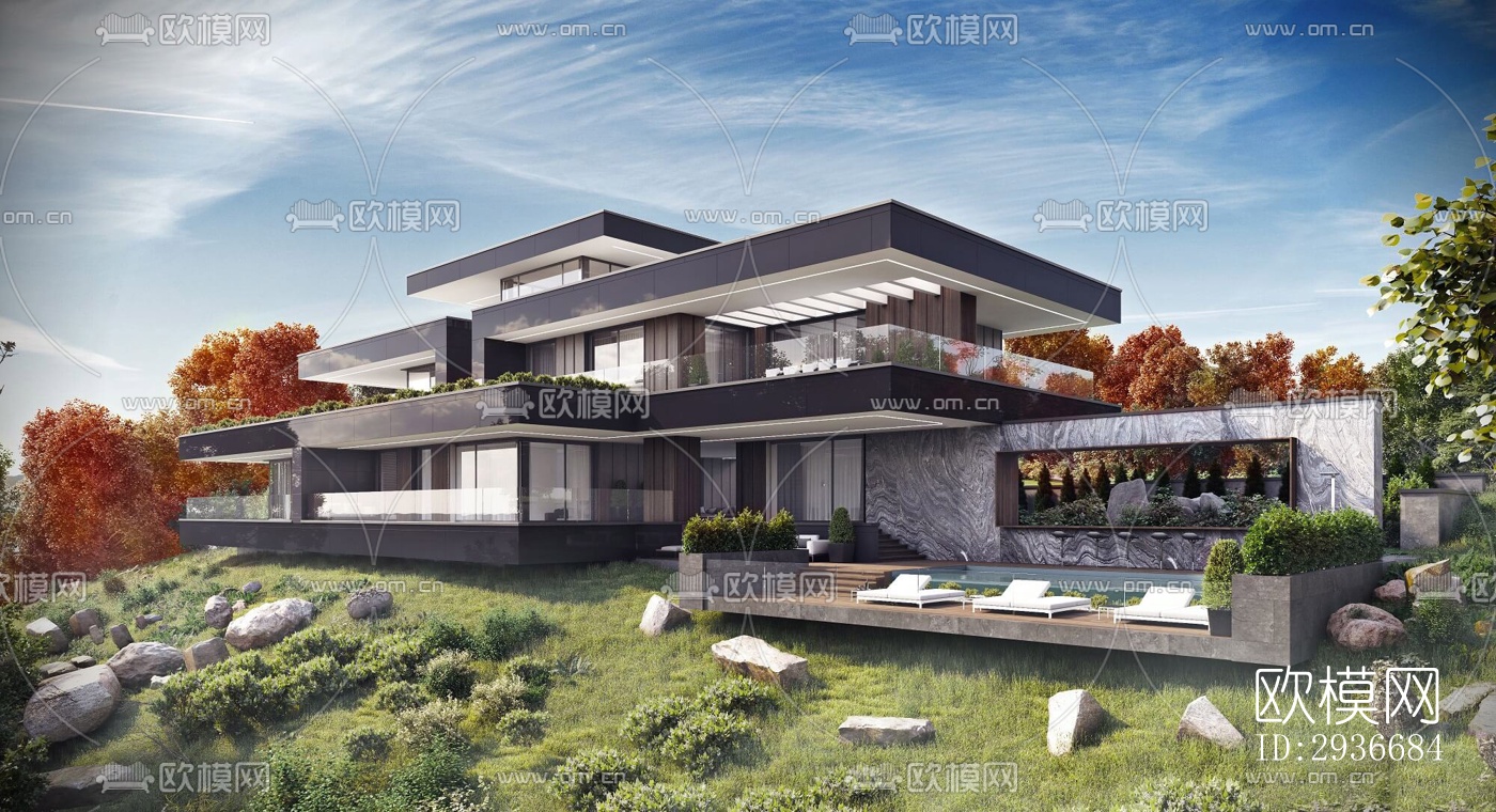 现代居住建筑效果图下载（渲染图16）