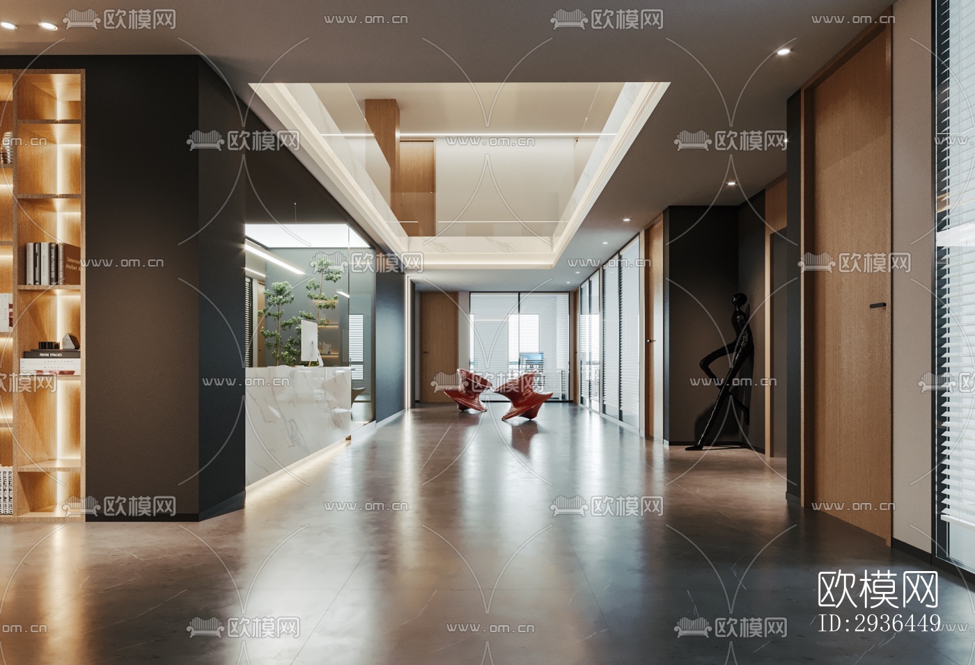 现代办公区效果图下载（渲染图17）