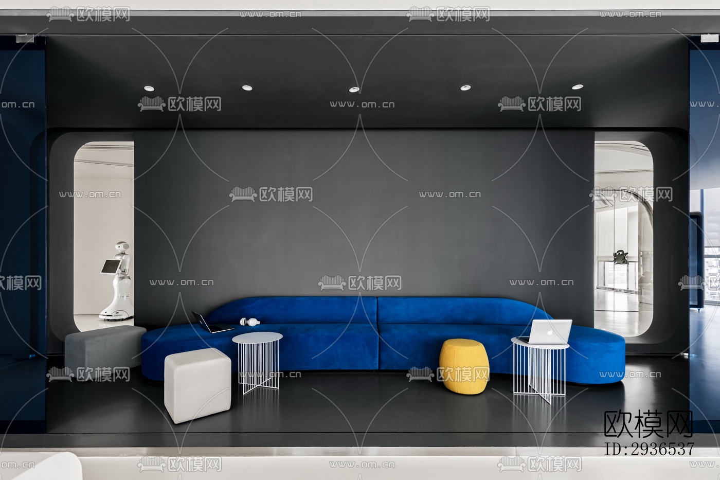 高级灰办公区效果图下载（渲染图5）