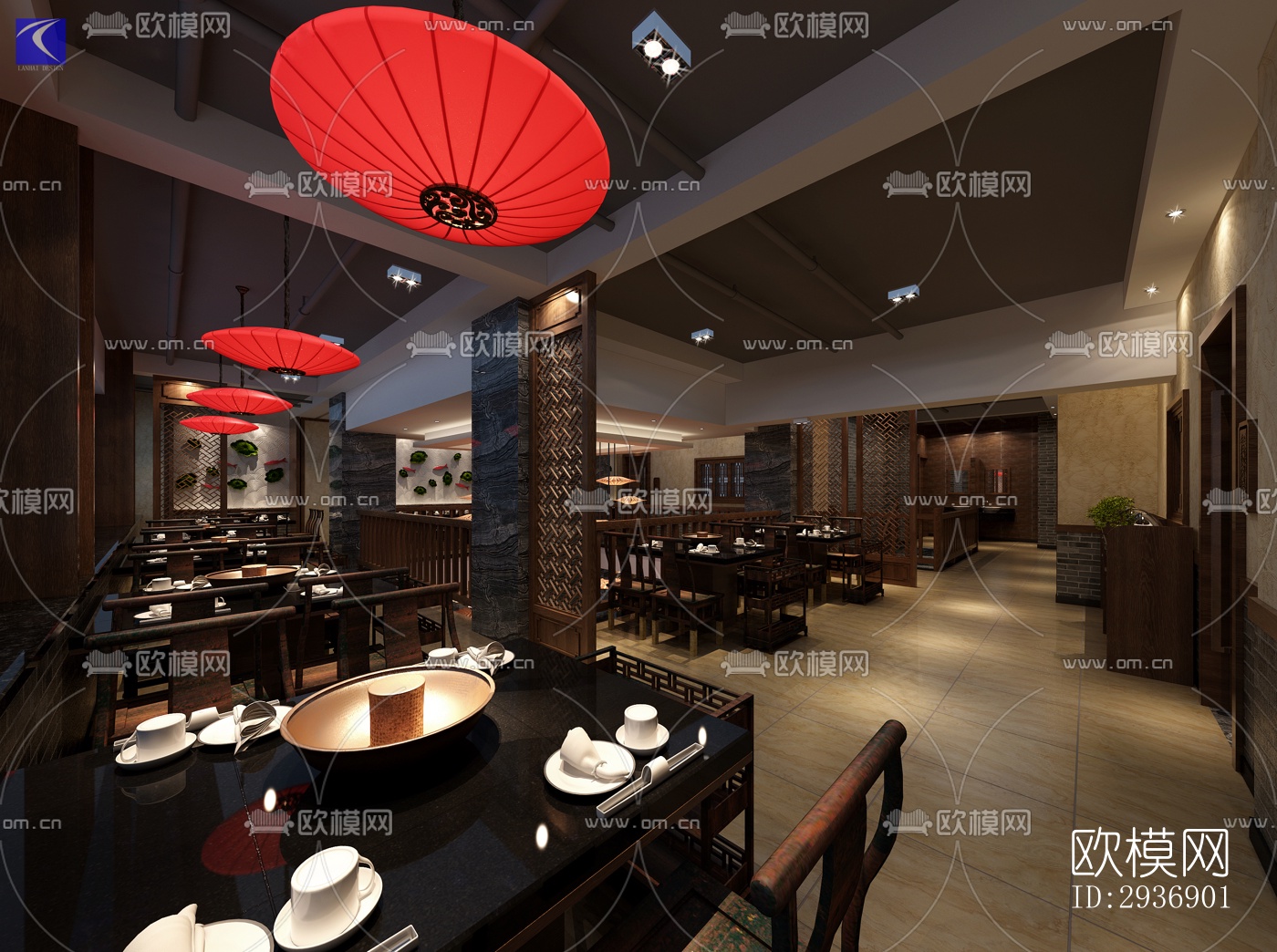 中式中餐厅效果图下载（渲染图4）