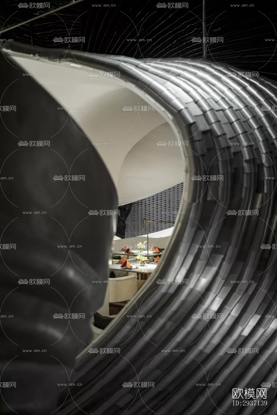 高级灰西餐厅效果图下载（渲染图6）