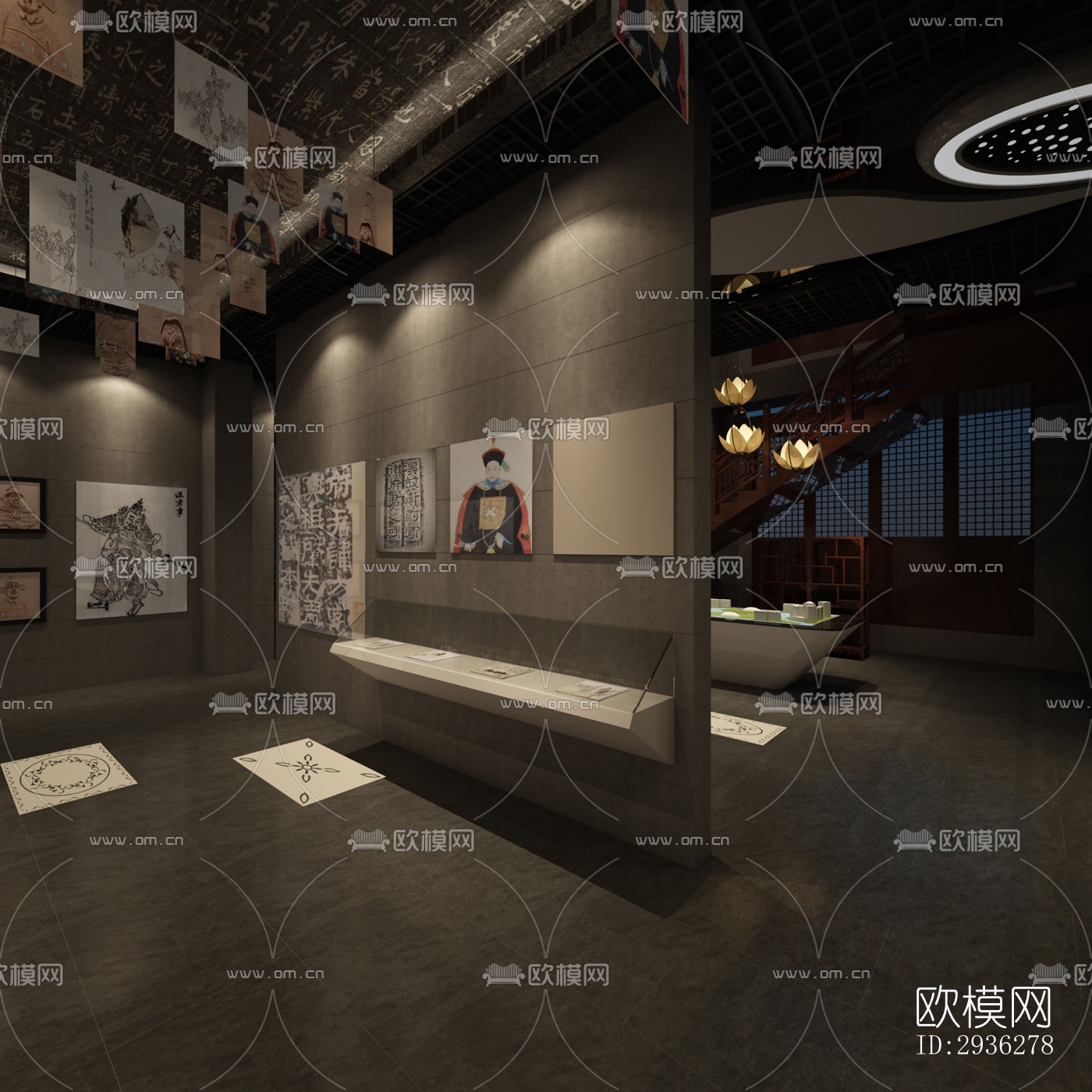 新中式美术博物馆效果图下载（渲染图7）