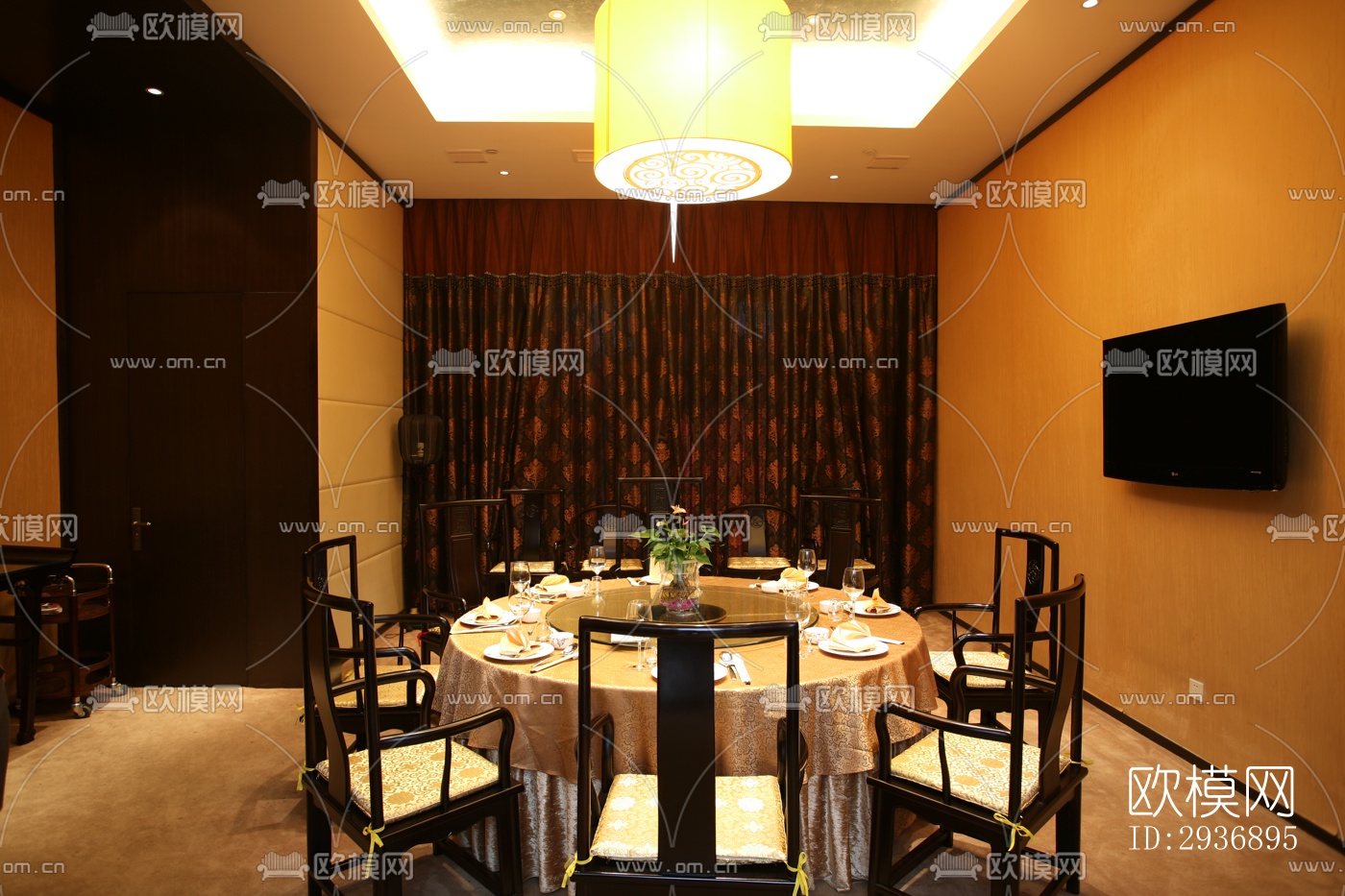中式中餐厅效果图下载（渲染图3）