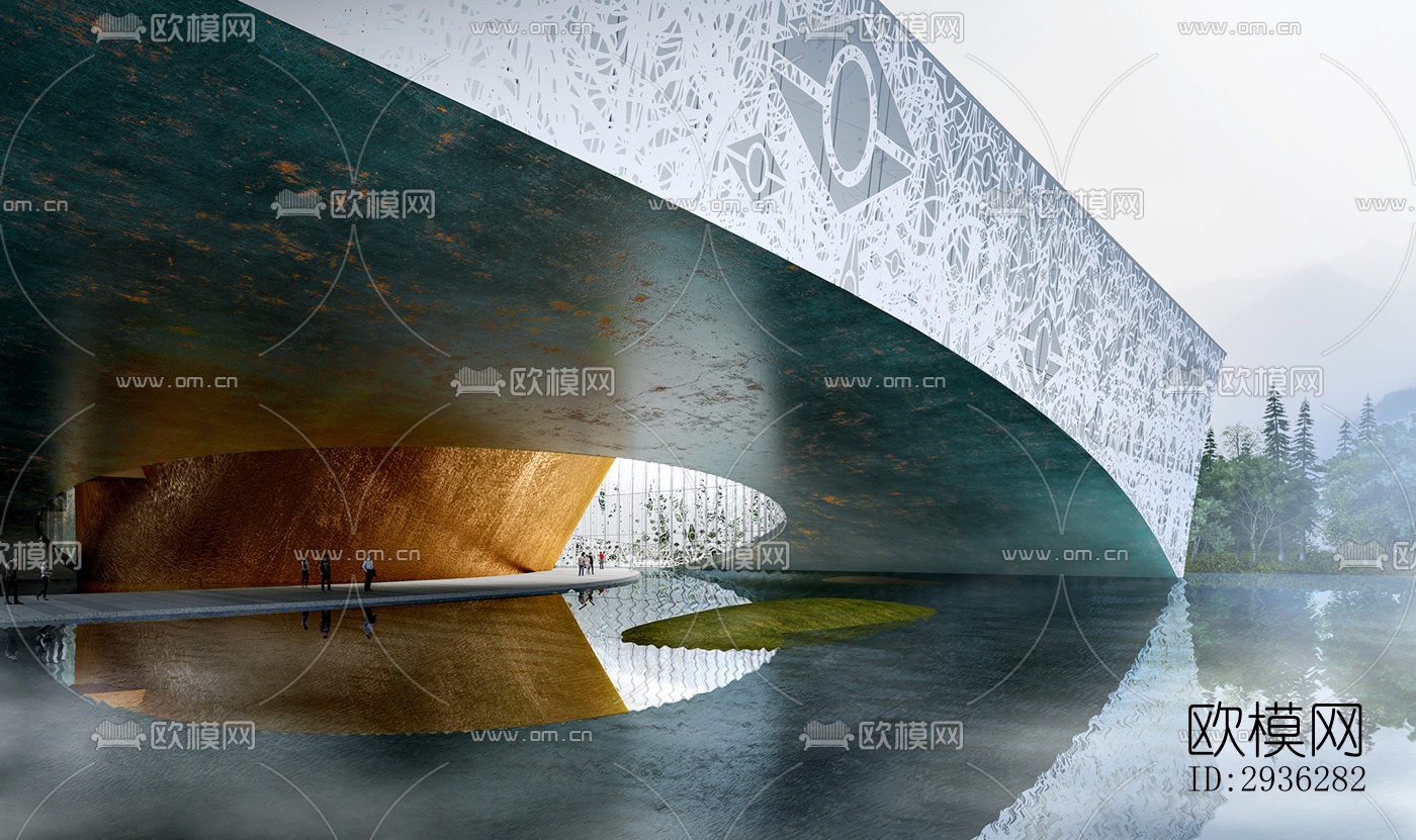 新中式美术博物馆效果图下载（渲染图19）