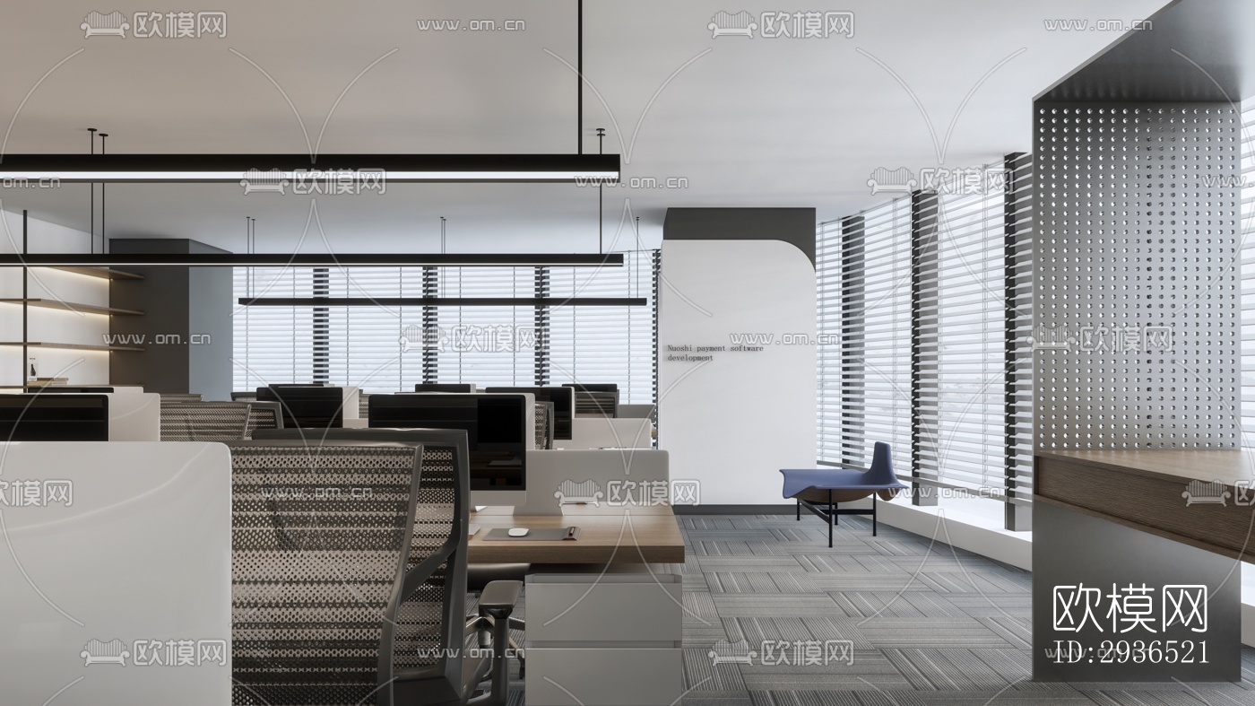 现代办公区效果图下载（渲染图7）
