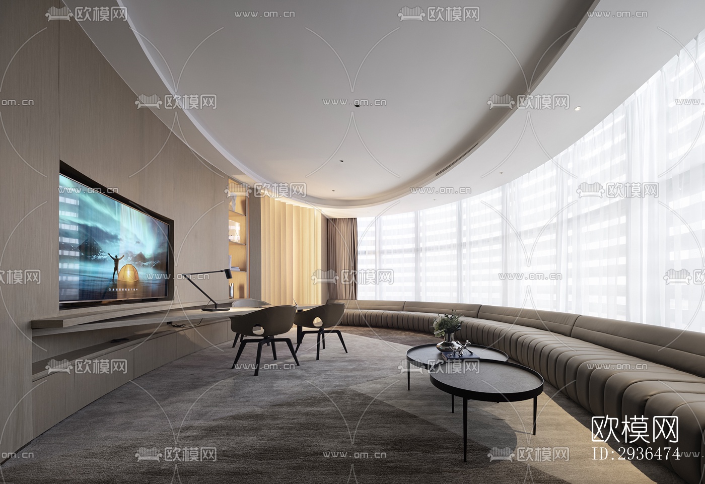 现代办公区效果图下载（渲染图8）