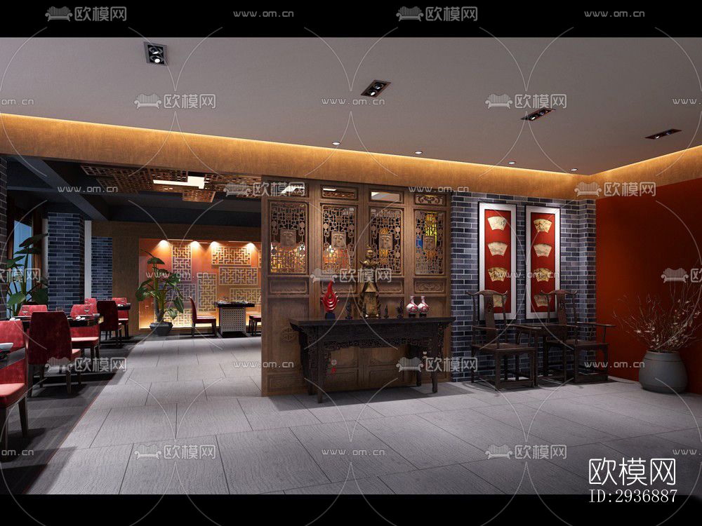 中式中餐厅效果图下载（渲染图5）
