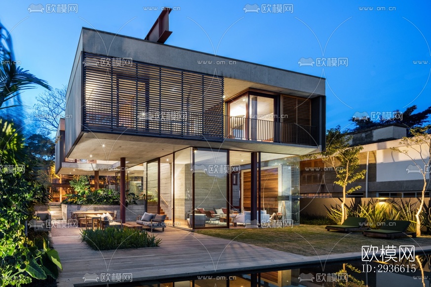 工业风居住建筑效果图下载(渲染图15)