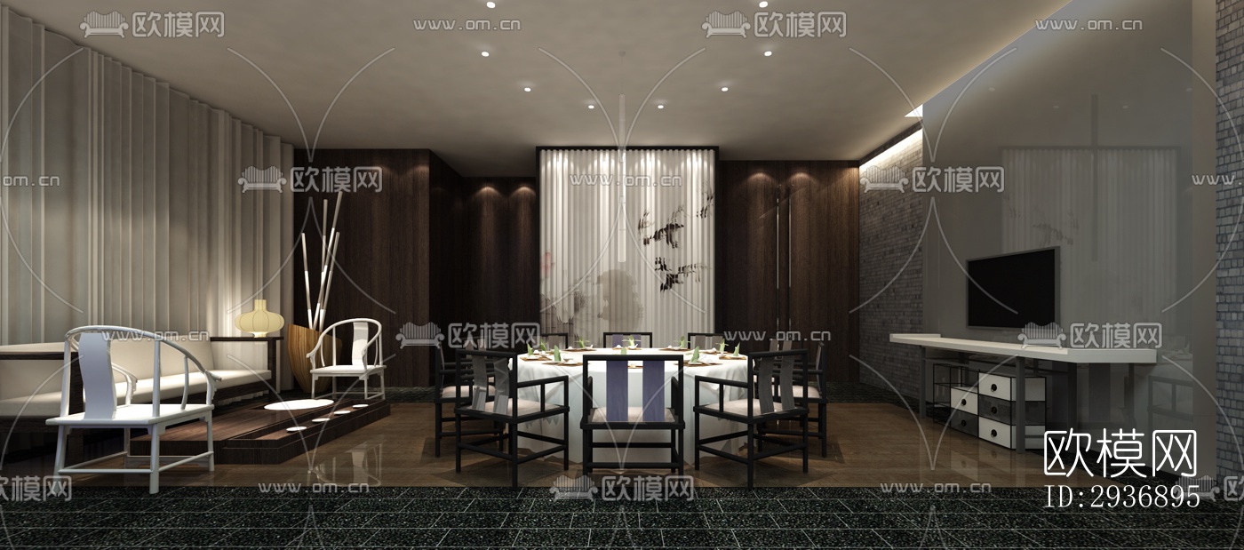 中式中餐厅效果图下载（渲染图10）