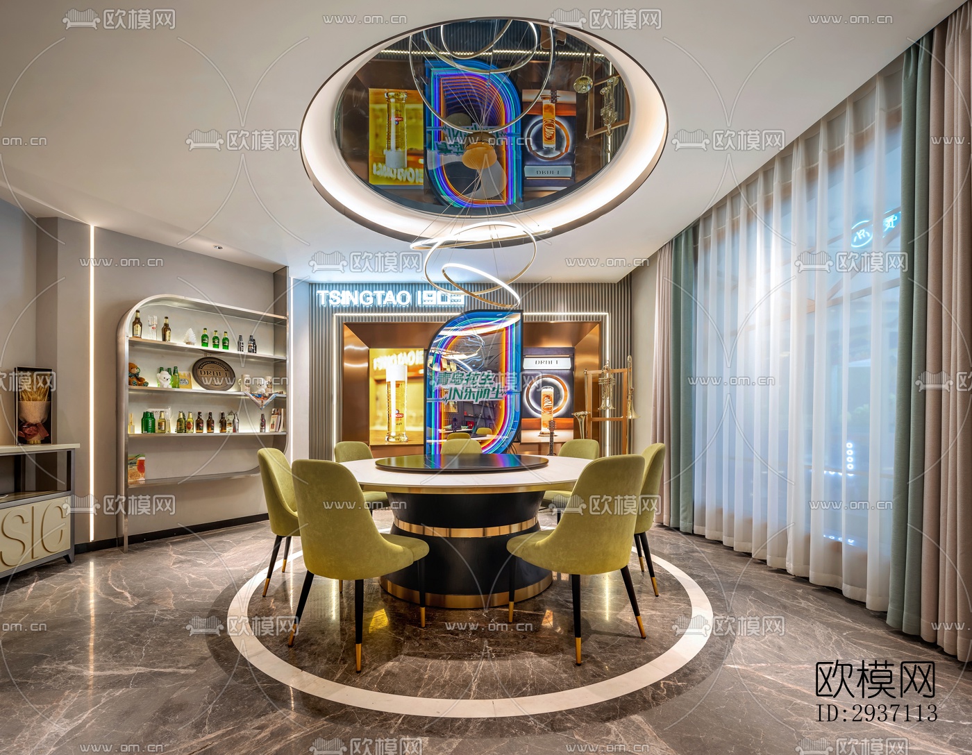 后现代西餐厅效果图下载（渲染图6）