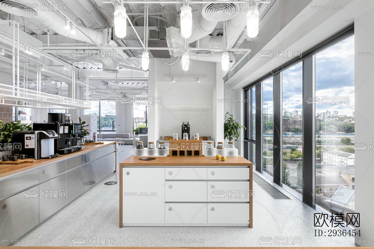 现代办公区效果图下载（渲染图14）