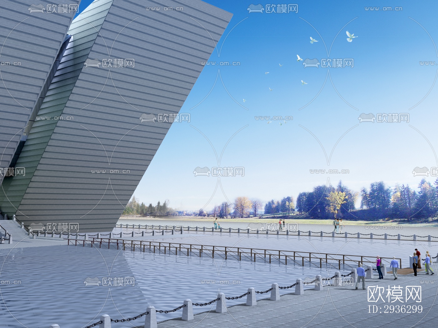 新中式美术博物馆效果图下载（渲染图7）