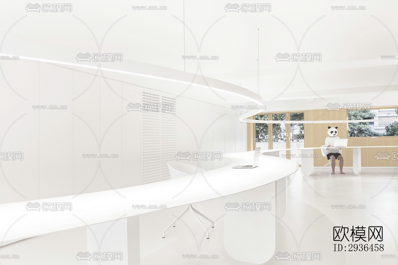 现代办公区效果图下载（渲染图3）