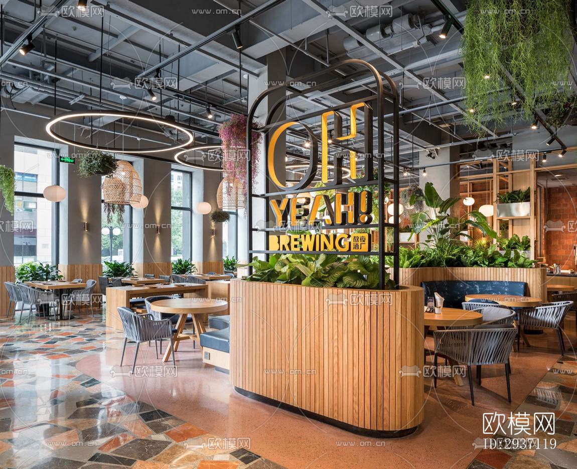 工业风西餐厅效果图下载（渲染图5）